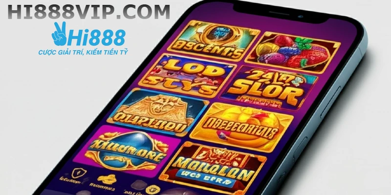 Giao diện sảnh chờ của Hi888 - một app nổ hũ uy tín, hiển thị danh sách các trò chơi slot đa dạng và hấp dẫn.