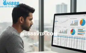 Hình ảnh người đang phân tích dữ liệu để soi kèo bóng đá hiệu quả