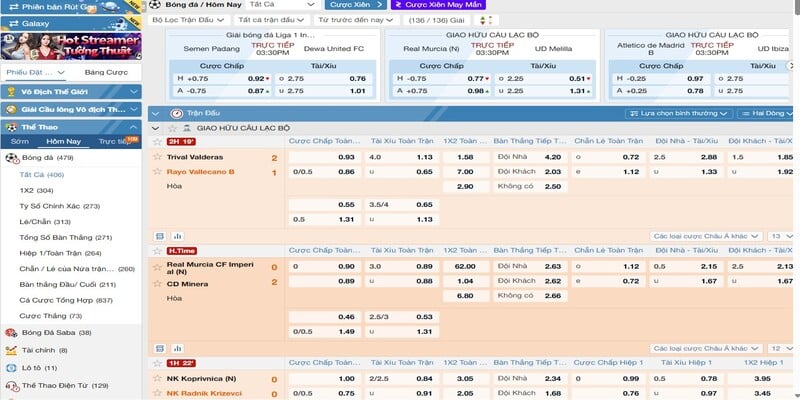 Số lượng kèo đặt cược đa dạng, phong phú